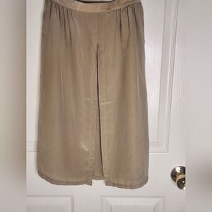 Deauville 6 Beige 100% SILK  Ruffles Pocket Women’s Midi Skirt